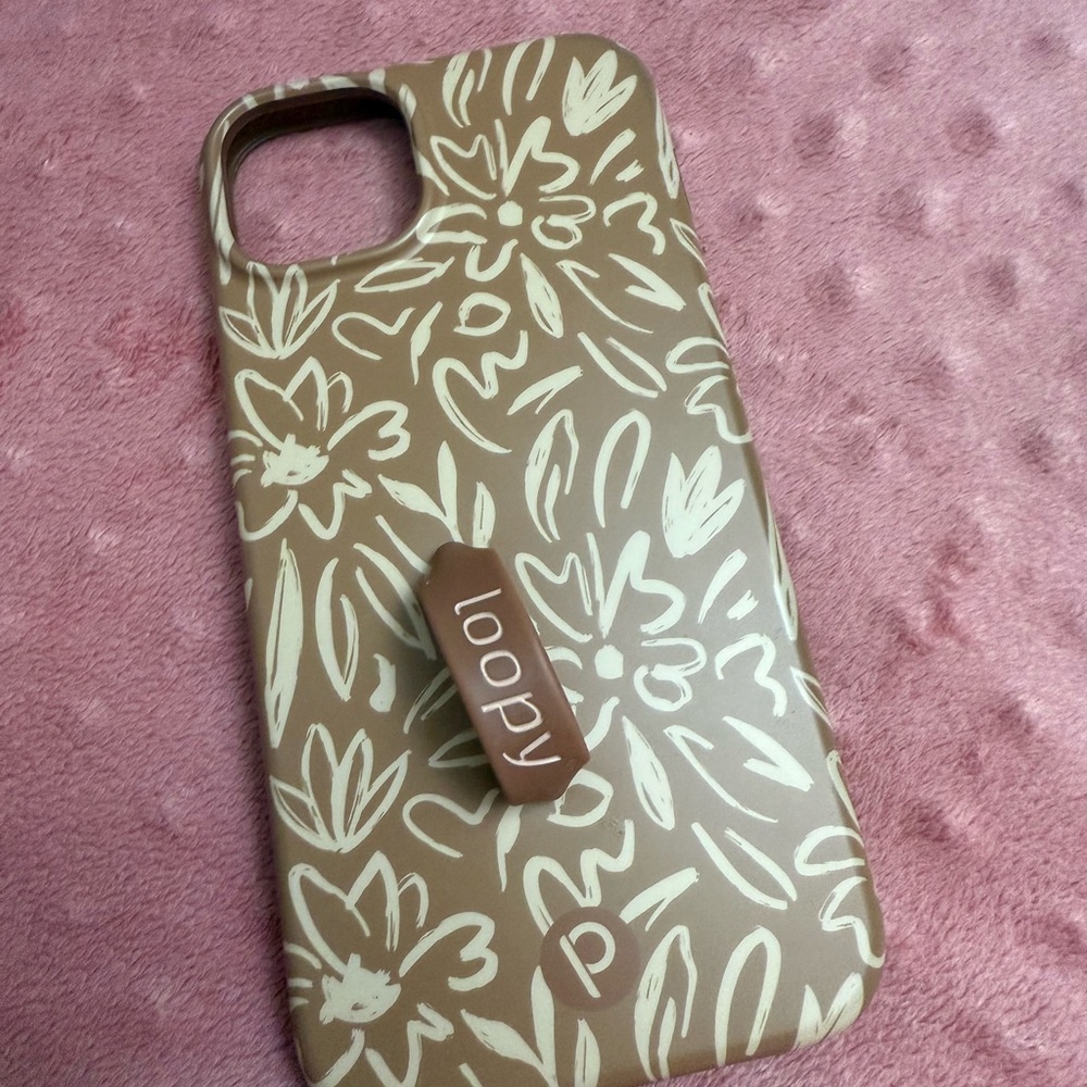 Loopy Case Tan and Cream Floral Phone Case